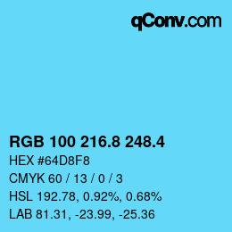 カラーコード: RGB 100 216.8 248.4 | qconv.com