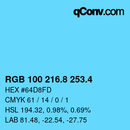 カラーコード: RGB 100 216.8 253.4 | qconv.com