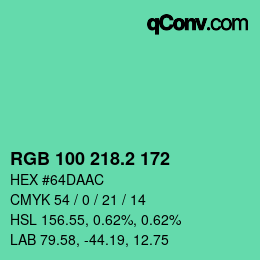 カラーコード: RGB 100 218.2 172 | qconv.com