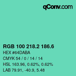 カラーコード: RGB 100 218.2 186.6 | qconv.com