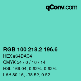 カラーコード: RGB 100 218.2 196.6 | qconv.com