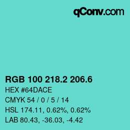 カラーコード: RGB 100 218.2 206.6 | qconv.com