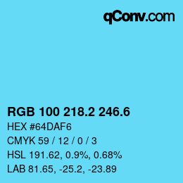 カラーコード: RGB 100 218.2 246.6 | qconv.com