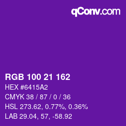 Color code: RGB 100 21 162 | qconv.com