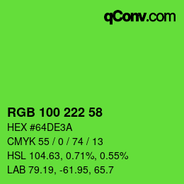 Color code: RGB 100 222 58 | qconv.com