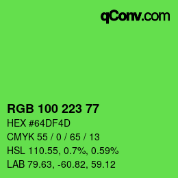 カラーコード: RGB 100 223 77 | qconv.com