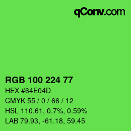 颜色代码: RGB 100 224 77 | qconv.com