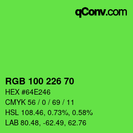 Farbcode: RGB 100 226 70 | qconv.com