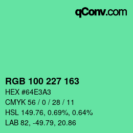 Color code: RGB 100 227 163 | qconv.com