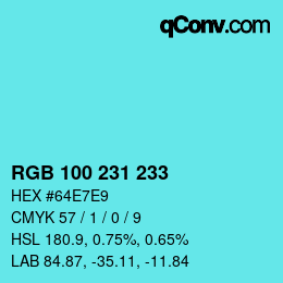 颜色代码: RGB 100 231 233 | qconv.com