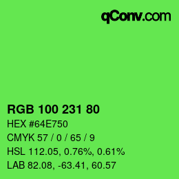 颜色代码: RGB 100 231 80 | qconv.com