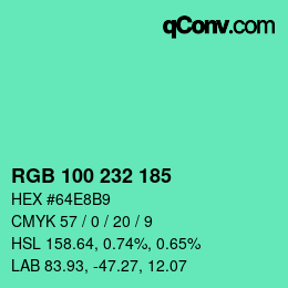 颜色代码: RGB 100 232 185 | qconv.com