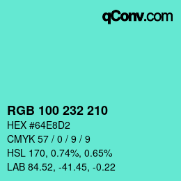 Color code: RGB 100 232 210 | qconv.com