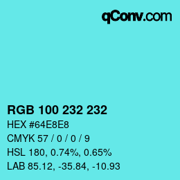 Color code: RGB 100 232 232 | qconv.com