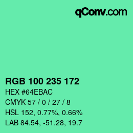 Color code: RGB 100 235 172 | qconv.com