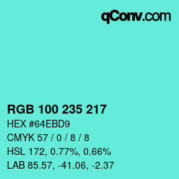 Color code: RGB 100 235 217 | qconv.com