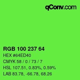 颜色代码: RGB 100 237 64 | qconv.com
