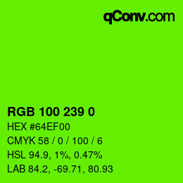 Color code: RGB 100 239 0 | qconv.com