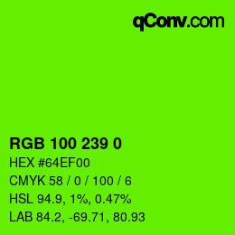 Color code: RGB 100 239 0 | qconv.com