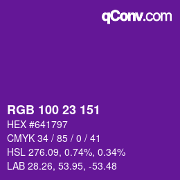 Color code: RGB 100 23 151 | qconv.com