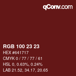 Farbcode: RGB 100 23 23 | qconv.com