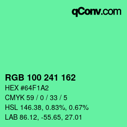 Color code: RGB 100 241 162 | qconv.com