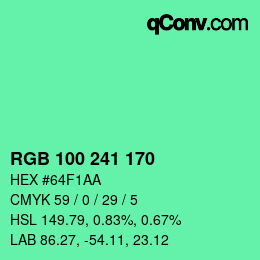 Color code: RGB 100 241 170 | qconv.com