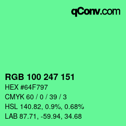 カラーコード: RGB 100 247 151 | qconv.com