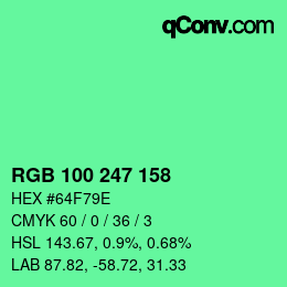 颜色代码: RGB 100 247 158 | qconv.com