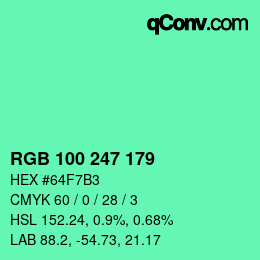 Color code: RGB 100 247 179 | qconv.com