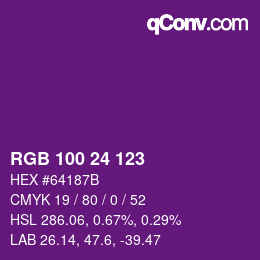 カラーコード: RGB 100 24 123 | qconv.com