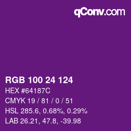 Color code: RGB 100 24 124 | qconv.com