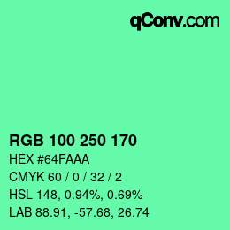 カラーコード: RGB 100 250 170 | qconv.com