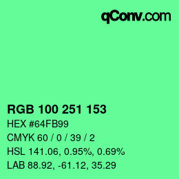 Color code: RGB 100 251 153 | qconv.com