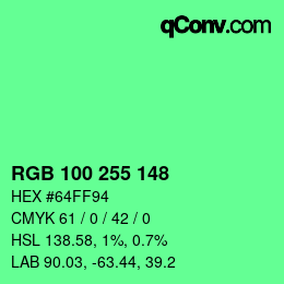 Color code: RGB 100 255 148 | qconv.com