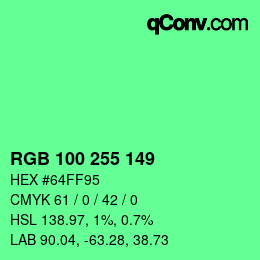 Color code: RGB 100 255 149 | qconv.com