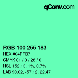Color code: RGB 100 255 183 | qconv.com