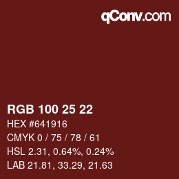 Color code: RGB 100 25 22 | qconv.com