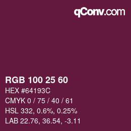 カラーコード: RGB 100 25 60 | qconv.com