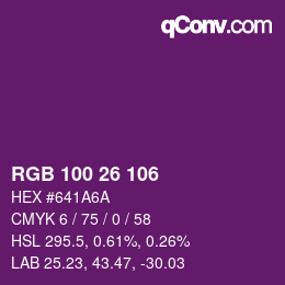 Color code: RGB 100 26 106 | qconv.com