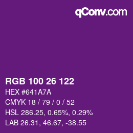 Color code: RGB 100 26 122 | qconv.com
