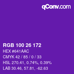 Color code: RGB 100 26 172 | qconv.com