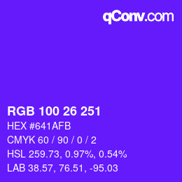 Color code: RGB 100 26 251 | qconv.com