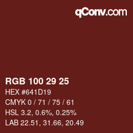 Color code: RGB 100 29 25 | qconv.com