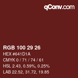 Color code: RGB 100 29 26 | qconv.com