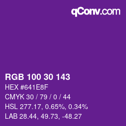 Código de color: RGB 100 30 143 | qconv.com