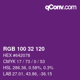 カラーコード: RGB 100 32 120 | qconv.com