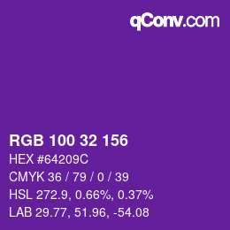 カラーコード: RGB 100 32 156 | qconv.com