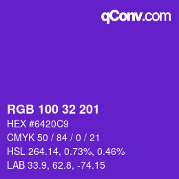 Color code: RGB 100 32 201 | qconv.com