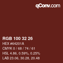 カラーコード: RGB 100 32 26 | qconv.com